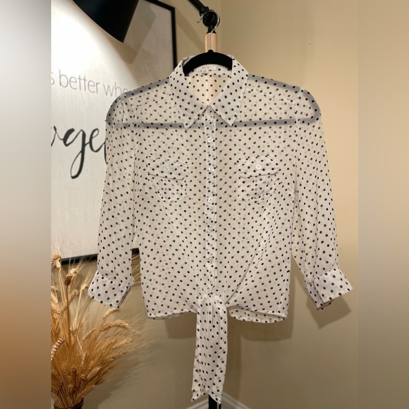 Dotty Days Top in Navy with White Polka Dot Chiffon main image 1